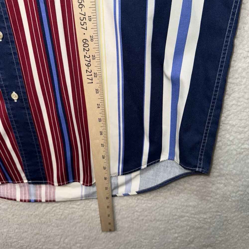 Vintage Tommy Hilfiger Shirt Mens Large Stripe Colorblock Crest Flag Logo 90s - Picture 10 of 10